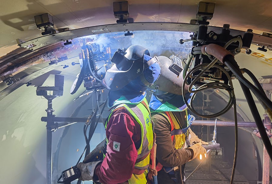 Welding of pressure steel pipes for pumped storage